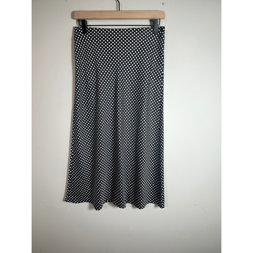 J.Crew Black White Polka Dot Midi Skirt High Rise A-Line BU218 XS